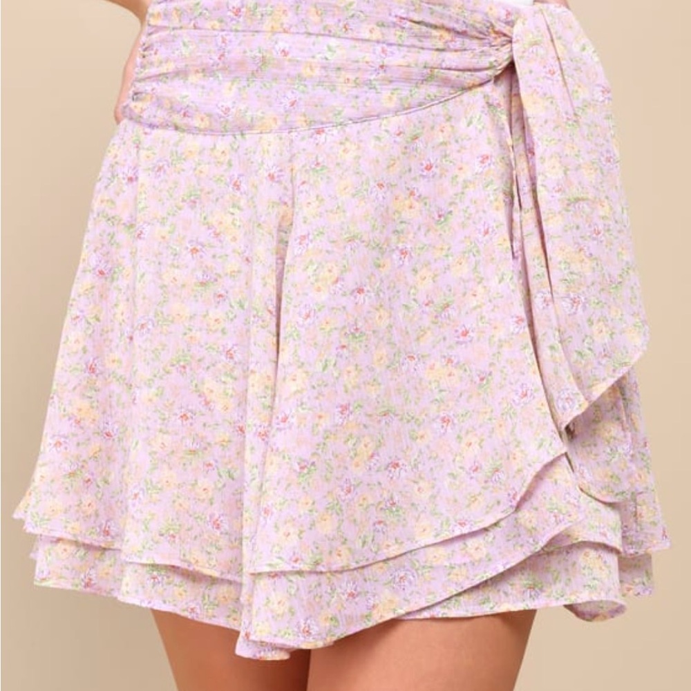 Lulu's Floral Pastel Mini Skirt